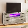 thumbnail image 4 of Garvee Wooden antique light color Bedroom Dresser with LED Lights and Electrical Outlet, 55-inch TV Stand with 8 Drawers, Modern Chest of Drawers for Closet, Hallway, Entryway, 4 of 8
