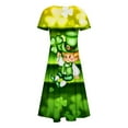 thumbnail image 3 of WILLBEST Robe Décontractée à Manches Courtes Col Rond Imprimé Thème Vert pour Femmes Printemps et Été Jupe Longue9, 3 of 4