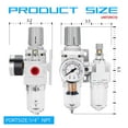 thumbnail image 3 of NANPU 1/4" NPT Compressed Air Filter Regulator Lubricator Combo Water/Oil Trap Separator - Gauge(0-150 psi), Poly Bowl, Semi-Auto Drain, Bracket - 3 in 1 Two Unit, 3 of 7