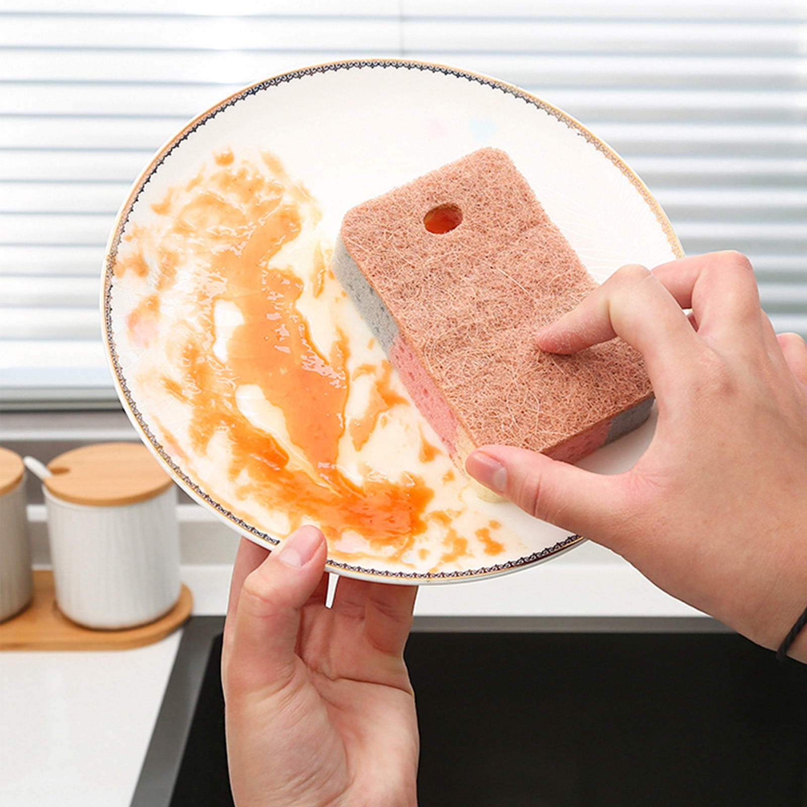 Clearance under $1 Tyidzon Non-Scratch Scrub Sponge, Sponges for Dishes, Sponges Kitchen, Cleaning Sponge, Cleans Fast Without Scratching, Stands Up to Stuck-On Grime
