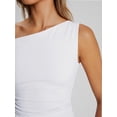 thumbnail image 6 of Womens Summer Off The Shoulder Sleeveless One Shoulder Ruched Asymmetrical Going Out Tank Crop Tops Shirts, 6 of 6