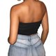 thumbnail image 2 of Gibobby Mujeres Sexy Color sólido Crop Top Strapless Bandeau Top Sin mangas Backless Tank Chaleco(Negro,M), 2 of 4