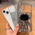 thumbnail image 3 of Compatible for iPhone 13 6.1 Inch Bling Plating Astronaut Hidden Stand Case, Cute Clear Glitter Card Slot Case for Women Girls Shockproof Back Cover for iPhone 13 Silver, 3 of 16