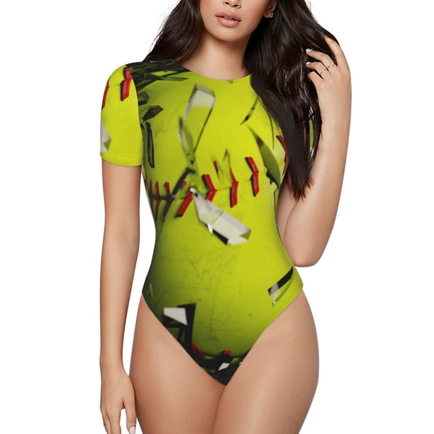 Balery Ball Body de cuello redondo de manga corta para mujer Tops de manga corta Tops básicos-Medium