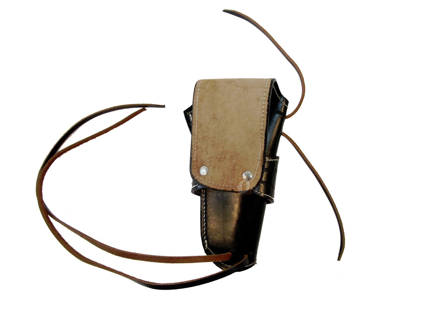 Leather Holster Long Barrel Revolver Pistol Fit Barbed Tooled Black - Left Hand