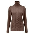 thumbnail image 4 of TTUHYWXI Womens' Turtleneck Long Sleeve Cable Knit Sweaters (Brown, XL), 4 of 5