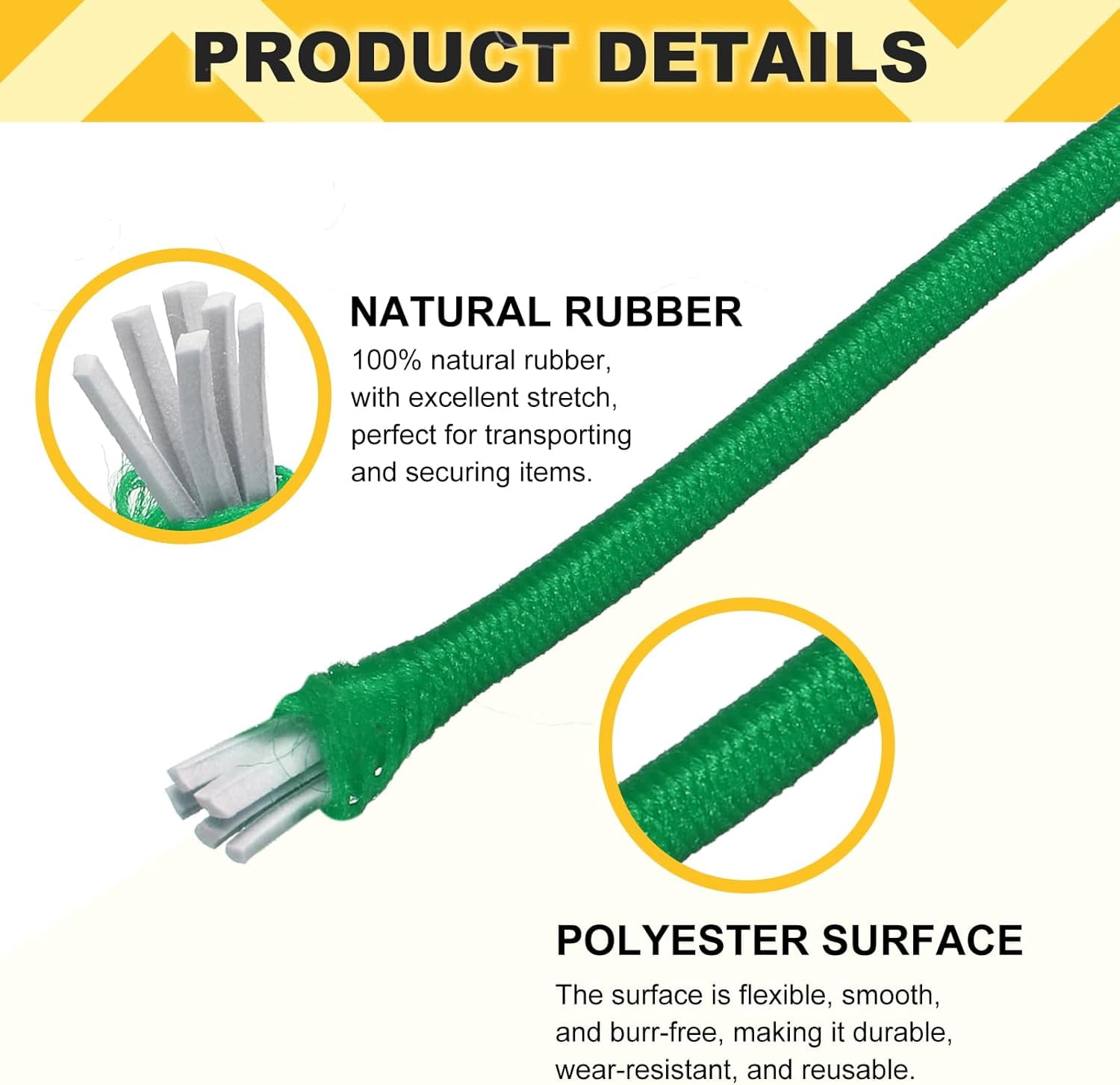 MKEUDQ-Elastic Bungee Cord, 1/8" x 49' Heavy Duty Polyester Bungee Shock Cords Kayak Stretch String Rope for Kayak Strap Tarp Tie Boating Tent Camping DIY Craft, Grass Green