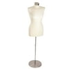 SSWBasics Economy - Off-White Female Jersey Dressmaker Body Form with Stand - Pinnable Torso Shoulder: 15" Bust: 36" Waist: 26½" Hips: 35" - Dress Mannequin with Base & Finial