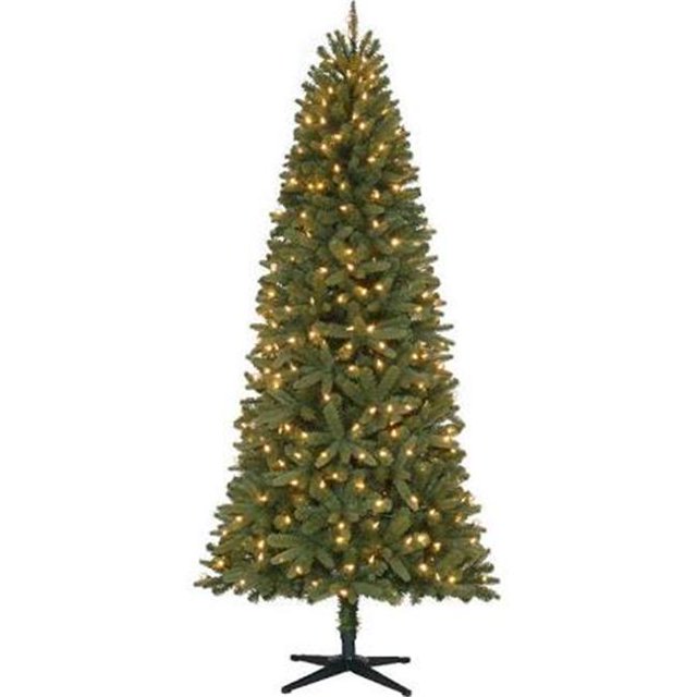 Vickerman X167781 Silver LED Flat Base Christmas Tree with Warm White Lights - 8 ft.