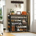 thumbnail image 3 of GlimmerGrove Metal Shoe Rack for Entryway, 6 Tier Shoe Storage Organizer Holds 22 Pairs, Wooden Top and Side Pocket for Entry, Entrance, Hallway, Black, 3 of 8