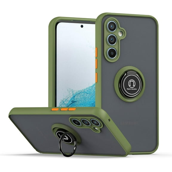 Case for Galaxy A35 5G,Slim Military Grade Car Holder Shockproof Anti-Drop Built-in Ring Holder Magnetic Kickstand Protection Phone Case for Samsung Galaxy A35 5G (Matcha)