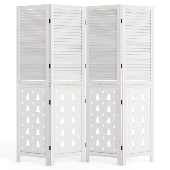 Costway 67" Tall Wood Room Divider, 4 Panel, Folding Privacy Screen for Room Separation