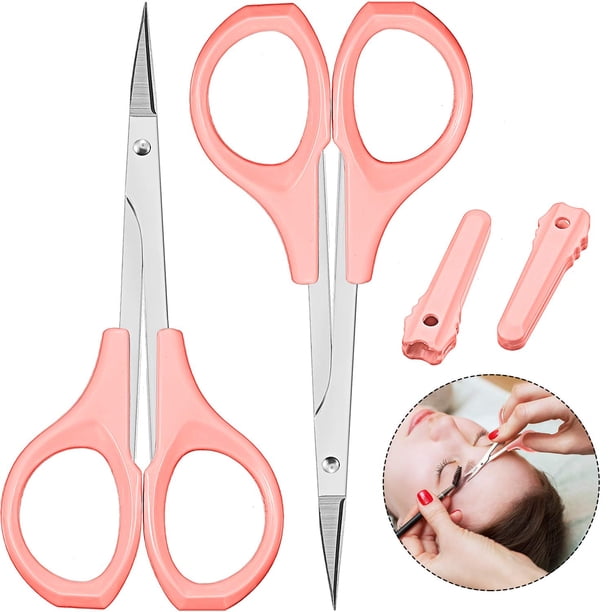 Tijeras de acero inoxidable para cejas, diseño curvo, artesanía, belleza, 2 unidades