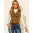 thumbnail image 3 of DARING DIVA Women's Faux Suede Female Short Jacket Outwear Vest XS Camel, 3 of 6