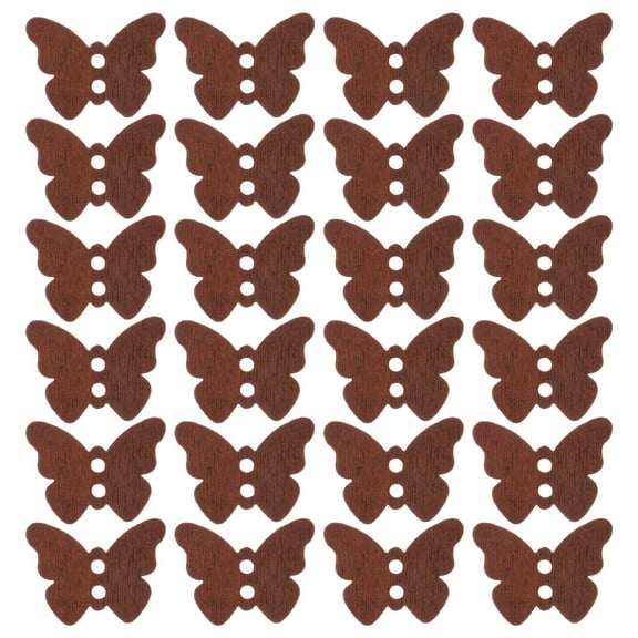 MLINS  100 Pcs Butterfly Hat Button Wooden Buttons for Crafts Brown