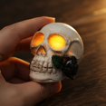 thumbnail image 6 of Halloween Skeleton Light White Skull with Red Rose Spooky Home Decor Goth Home Decor Gothic Home Decor Day of The Dead Decorations Vintage Halloween Decor Indoor Outdoor Halloween, 6 of 7