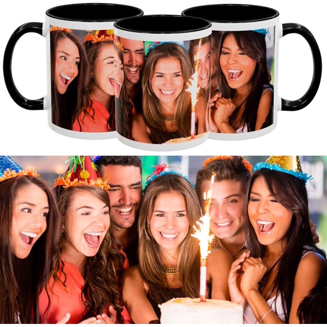 Custom Mug with One Wrap Picture or Text, Personalized Mug, Microwave & Dishwasher Safe Ceramic Mug, 11oz