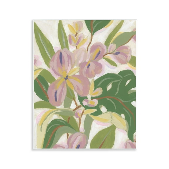 Stupell Industries Pale Trillium & Leaves Plants & Flowers Painting Unframed Art Print Wall Art, 11 x 14