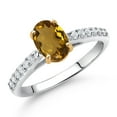 thumbnail image 2 of Gem Stone King 10K Yellow and White Gold Whiskey Quartz and White Lab Grown Diamond Engagement Ring for Women (1.18 Cttw, Oval 8X6MM, Gemstone Birthstone, Available in Size 5, 6, 7, 8, 9), 2 of 4