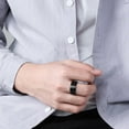 thumbnail image 4 of PAMTIER Unisex Tungsten Steel 10mm Black Classic Simple Plain Domed Carbon Fiber Brushed Finish Matte Wedding Ring Statement Comfort Fit Size 12, 4 of 5