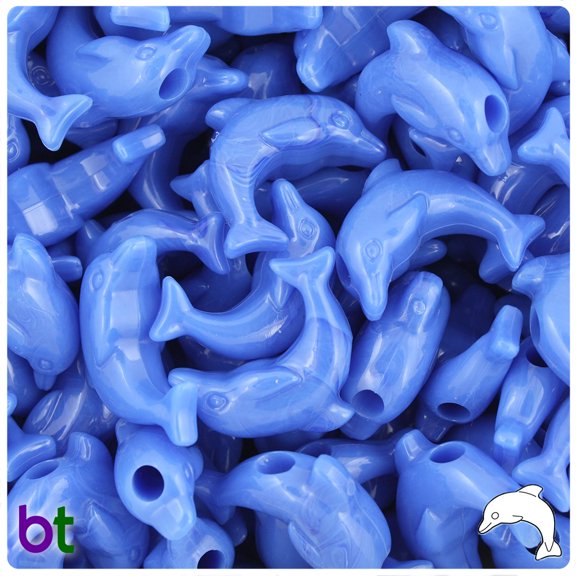 BeadTin Periwinkle Opaque 25mm Dolphin Pony Beads (24pcs)