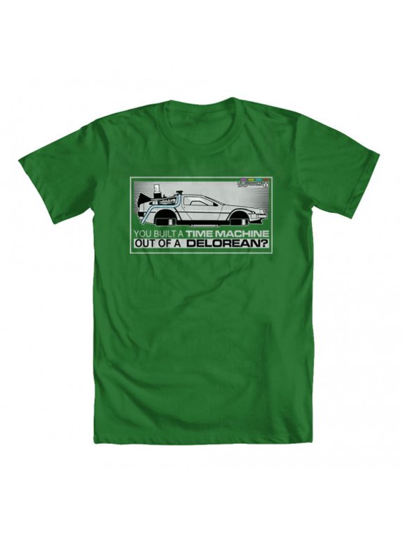 DeLorean Original Artwork Inspired by Back To The Future Men's T-shirt Kelly Green XXXXX-Large