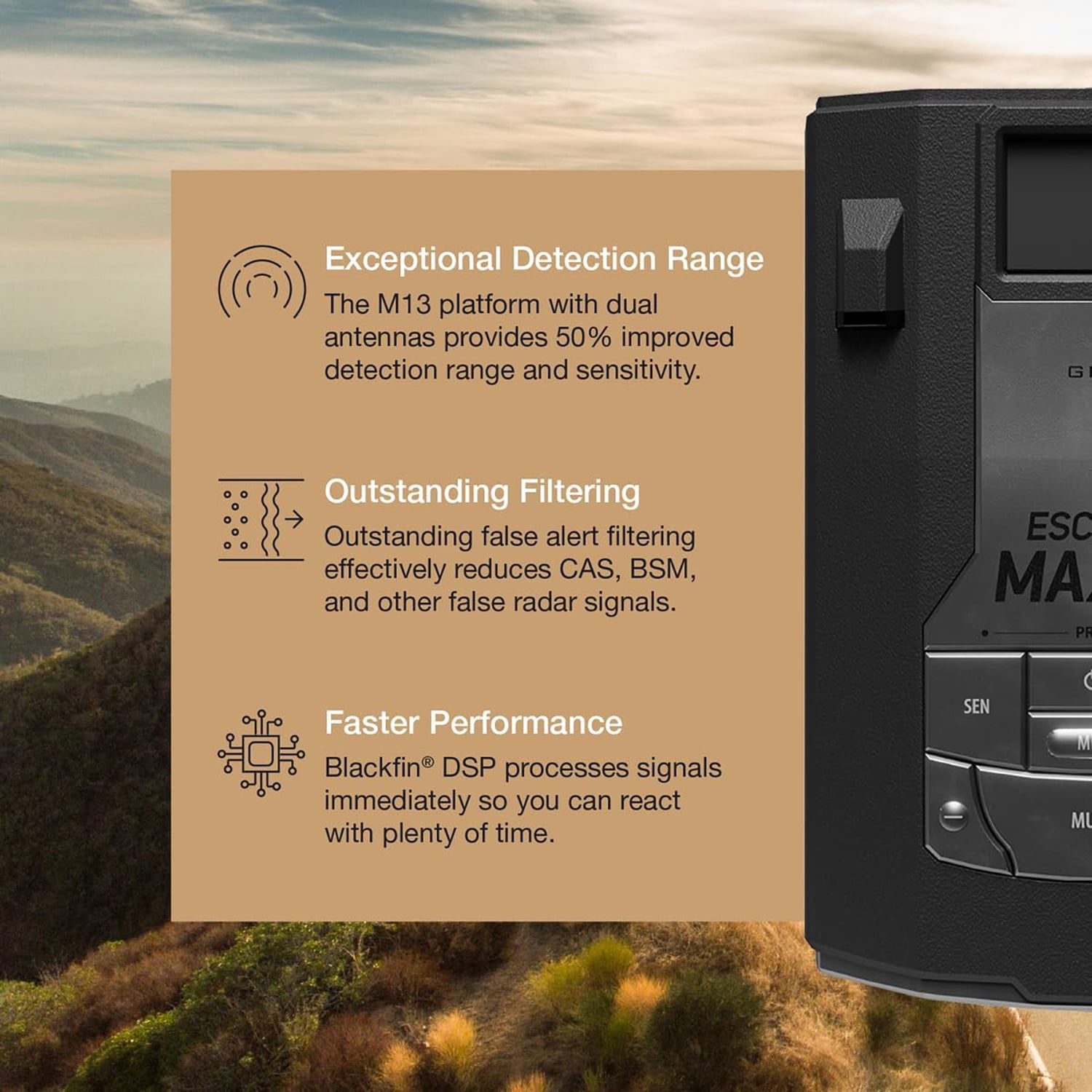 Escort MAX 360c MKII Radar Detector - Dual-Band Wi-Fi, Bluetooth, Exceptional Range, Apple CarPlay® Android Auto®