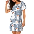 thumbnail image 2 of Rocae Happy Snowmen Snowfall for Nightgowns for Women Sleep Shirts Short Sleeve Nightshirt Pullover Nightdress, 2 of 6
