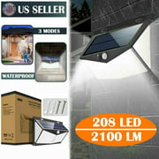IClover 208 LED Solar Motion Sensor Wall Lamp Outdoor Garden Garage Yard Security Light
