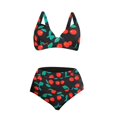 thumbnail image 2 of IDALL Bikini Sets Bathing Suit Fashionable Lady Bikini Printed Quick Drying Split Swimsuit Two Swimsuit Bathing With Chest Pad No Steel Ring High Waisted Bikini Sets Womens Swimwear Watermelon Red S, 2 of 5