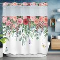 thumbnail image 6 of Valentine's Day No Hooks Shower Curtain with Snap-in Liner Spring Watercolor Red Pink Roses Floral Green Eucalyptus Leaf Shower Curtains for Bathroom, Waterproof, Easy Install, Washable 72"x72", 6 of 9