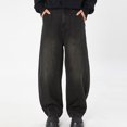 thumbnail image 4 of AHTJRT Baggy Jeans Men Denim Wide Leg Pant Y2k Grunge Oversized Jeans Vintage Hip Hop Streetwear Casual Pants Black 2XL, 4 of 8