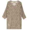 thumbnail image 6 of Heisall Women's 3/4 Sleeve Crochet Tops V Neck Hollow Out Knit Loose Fit Casual Tops Lightweight Breathable Spring Summer Outfits, 6 of 8