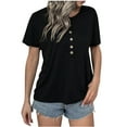 thumbnail image 6 of amkenre Summer Tops for Women 2024 Dressy Casual Basic Solid Shirt Button Loose Oversized Tees Crewneck Short Sleeve Blouse, 6 of 7