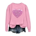 thumbnail image 5 of Arlun Valentines Sequins Heart Graphic Sweatshirts for Women Casual Long Sleeve Glitter Heart Graphic Pullover Tops Autumn and Winter Fashion Going out Outfits Pink XXL, 5 of 5
