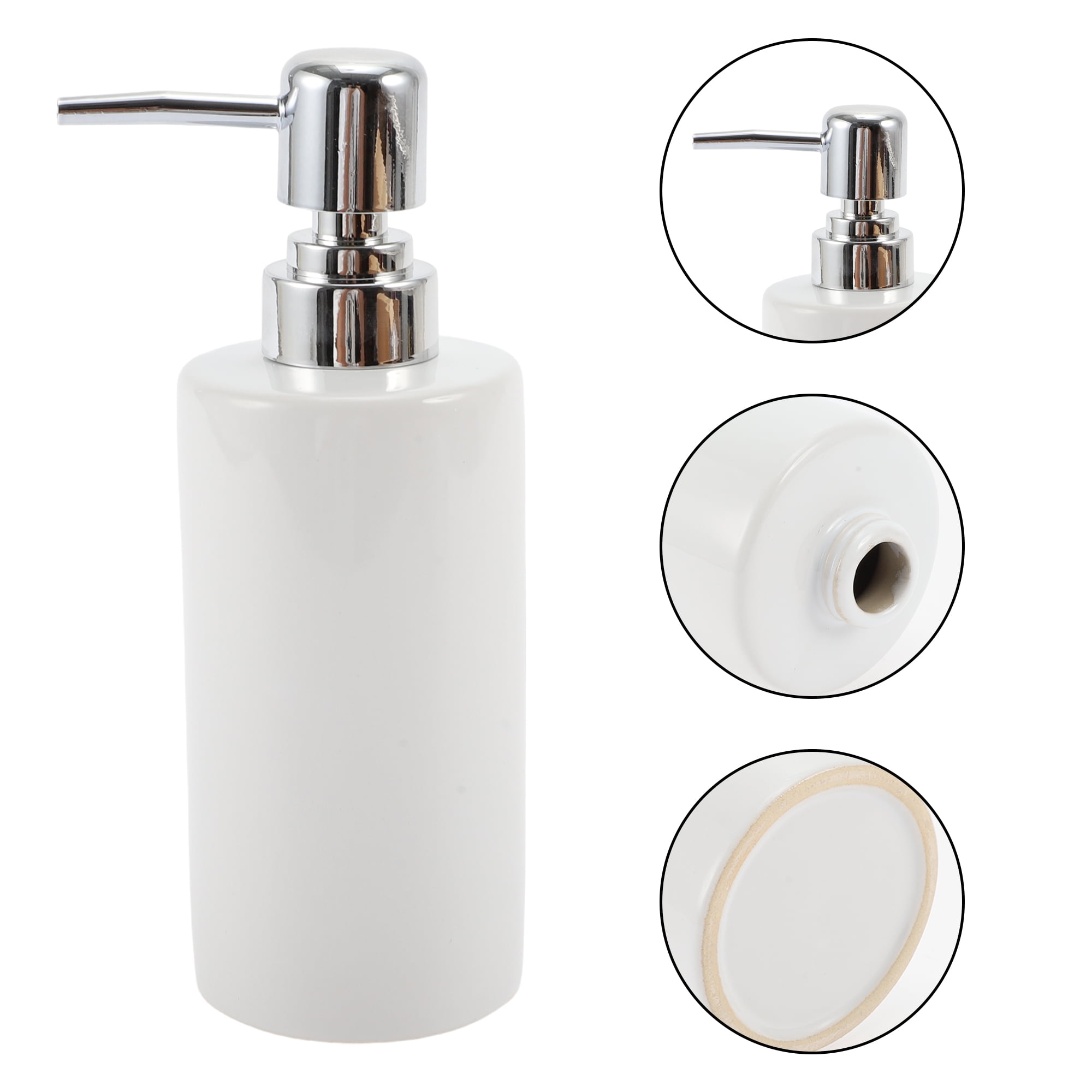 Unique Bargains 1 Pc Simple Cylindrical Soap Pump Dispenser for Bathroom Hotel 300ml Glossy White