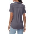 thumbnail image 3 of Polos à Col en V pour Femmes Manches Courtes Hauts Décontractés avec Poche Tunique 2024 Nouveau, 3 of 4