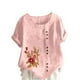 thumbnail image 1 of Camisetas de Manga Corta para las Mujeres Impreso Botón de Manga Corta Camiseta Blusa Poliéster, Ropa Casual Mirar Superior para las Mujeres, 1 of 4