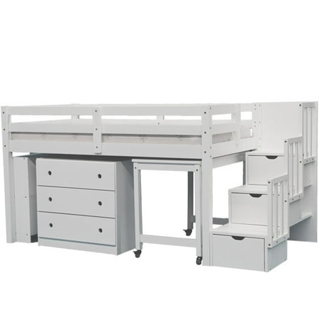 Junior Stairway Mid Loft Bed With Desk Chest And Bookcase Junior Stairway Mid Loft Bed With Desk