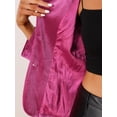 thumbnail image 6 of INSPIRE CHIC Women's Vintage Velvet Blazer Notched Lapel Button Front Wear-to-Work Jacket 2XL Hot Pink, 6 of 7