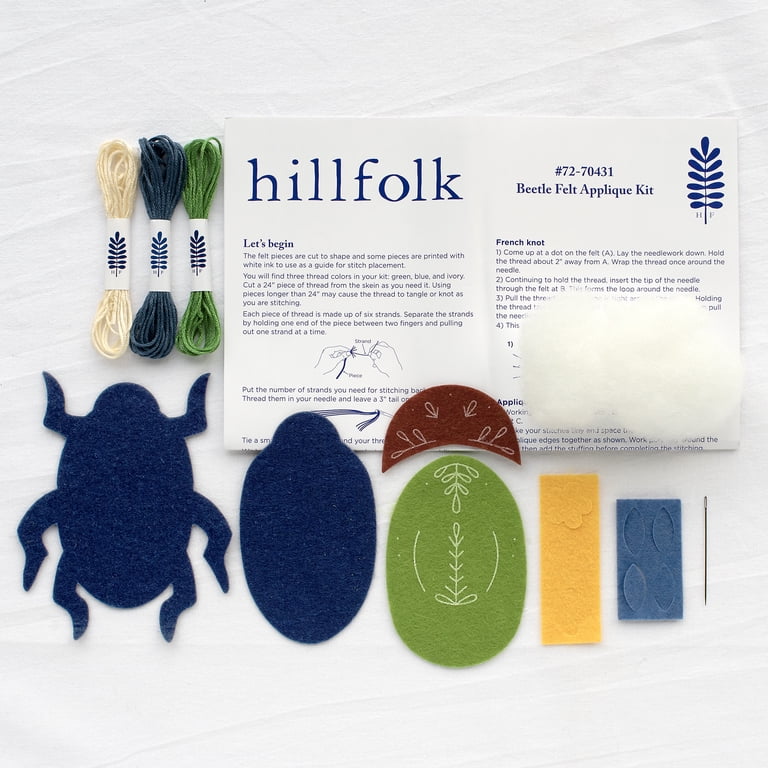 Hillfolk Appliqued Beetle Kit with Die-Cut Felt and Instructions