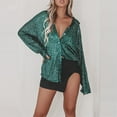 thumbnail image 2 of Oversized Tshirts Shirts for Women Long Sleeve Fashionable Sequin Lapel Solid Color Casual Shirt Short Sleeve Women's Tops, Tees & Blouses, 2 of 5