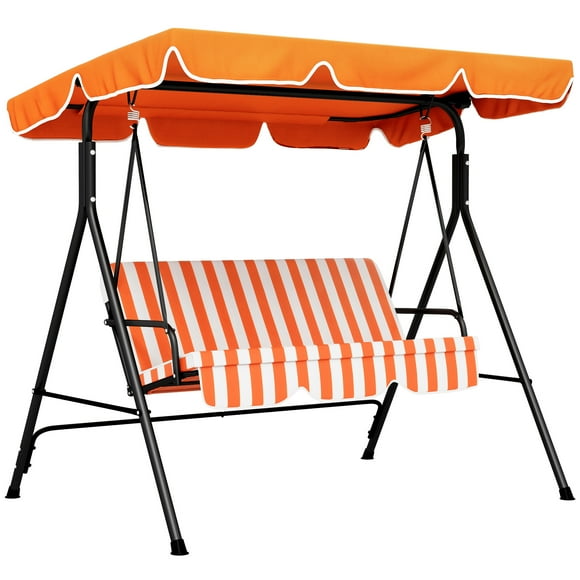 Outsunny 3-Seat Patio Swing Chaise avec Baldaquin Réglable Orange