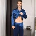 thumbnail image 4 of Pijamas Manga Larga Casual Solapa Satén Para Hombre Conjunto, 4 of 7