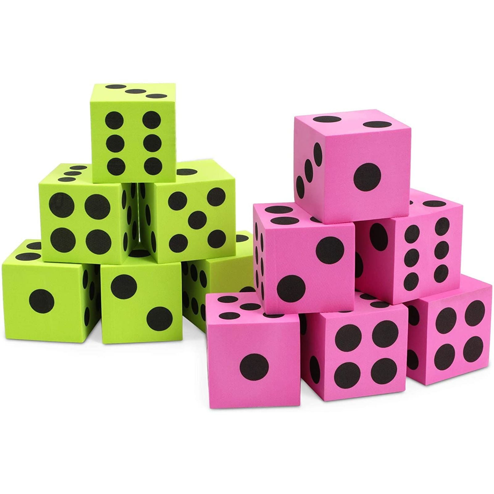 Lot of 12 Assorted Colored Extra Large Foam Dice 2.5" D6 Gaming Casino 