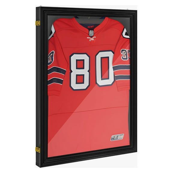 24" x 32" Jersey Frame Display Case, UV-Resistant Jersey Box with 2 Keys, Hanger, Black