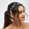 thumbnail image 3 of Unique Bargains Rhinestone Pearl Wrap Fabric Headband Faux Pearl Headband Women Hairband Navy Blue, 3 of 7