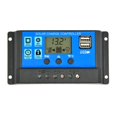 thumbnail image 1 of Controlador de carga solar 30A, controlador de cargador de panel solar 12V/24V, pantalla LCD ajustable multifunción con temporizador de puerto USB dual, 1 of 5