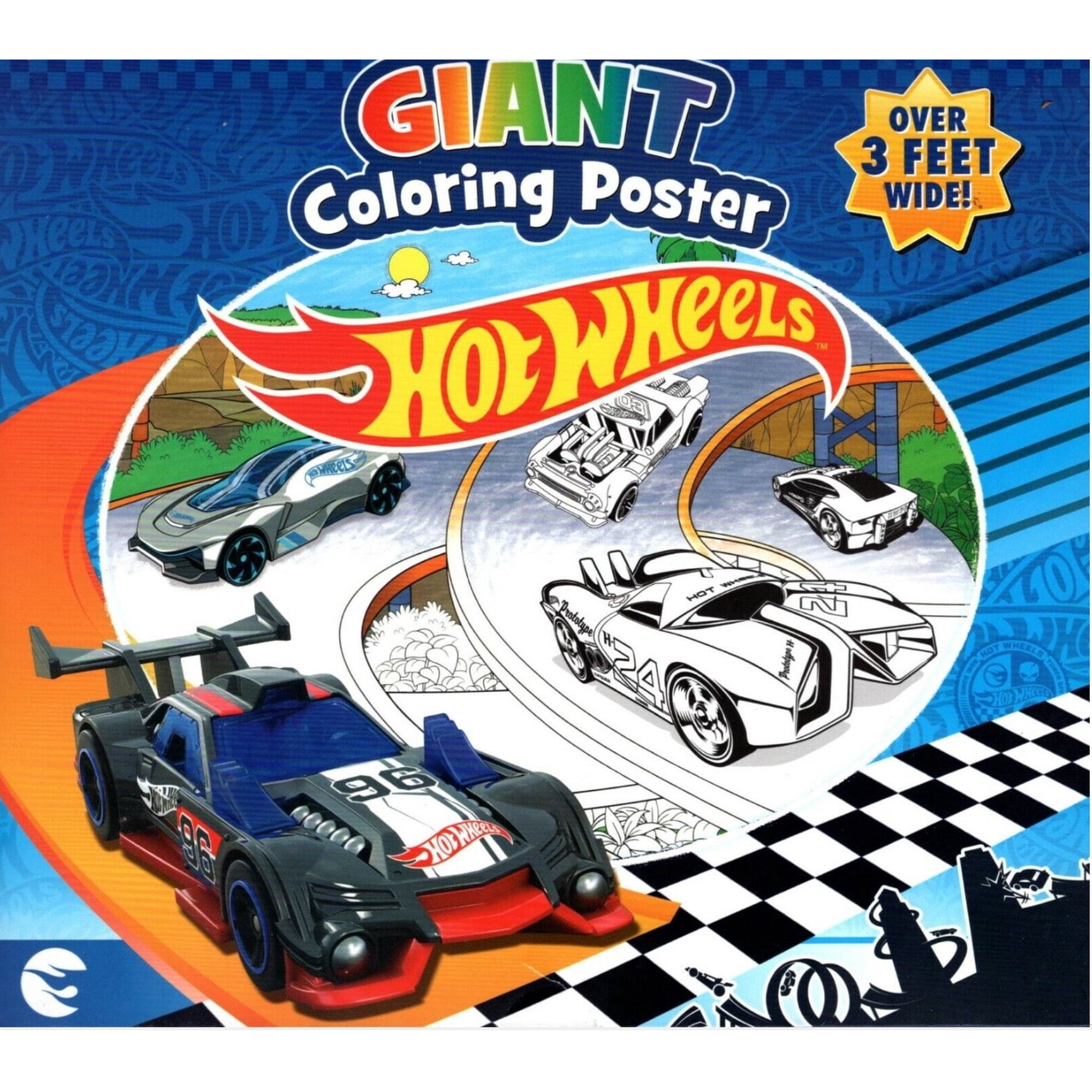 Hot Wheels and Barbie Poster Giant Mega Big 3 feets Coloring Summer Activities Girl and Boy Coloring Book giant. Unisex 3+