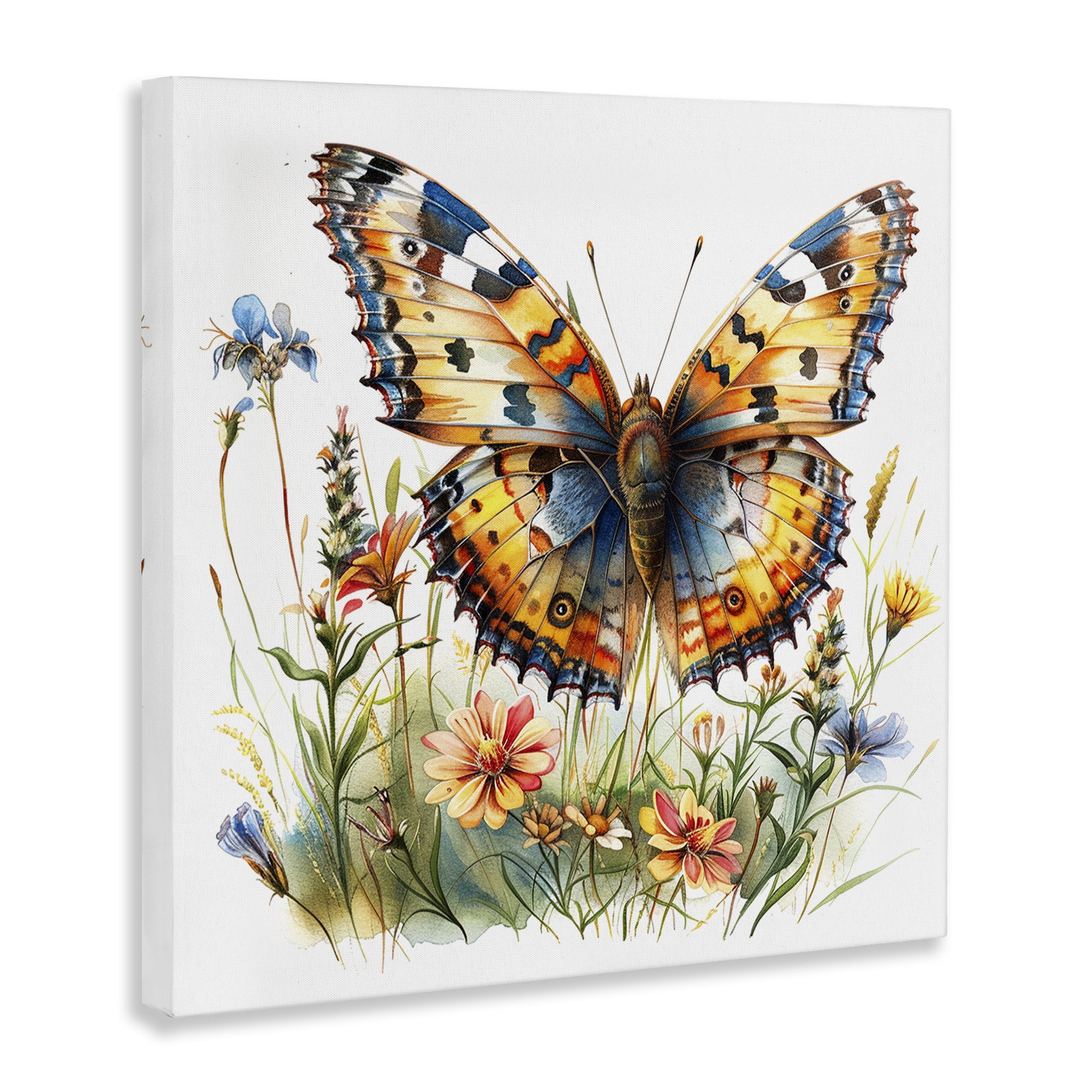 Stupell Industries Summer Garden & Butterfly Insects Painting Wrapped Canvas Art Print Wall Art, 30 x 30